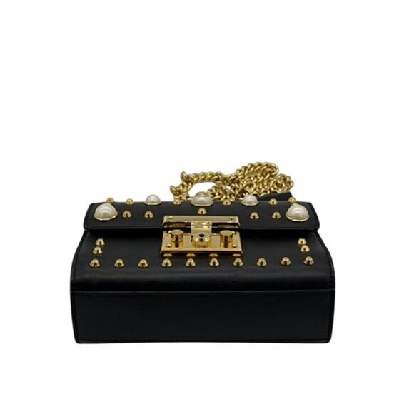 Gucci Calfskin Studded Small Padlock Pearl Shoulder Bag*Black*COA - Picture 9 of 15